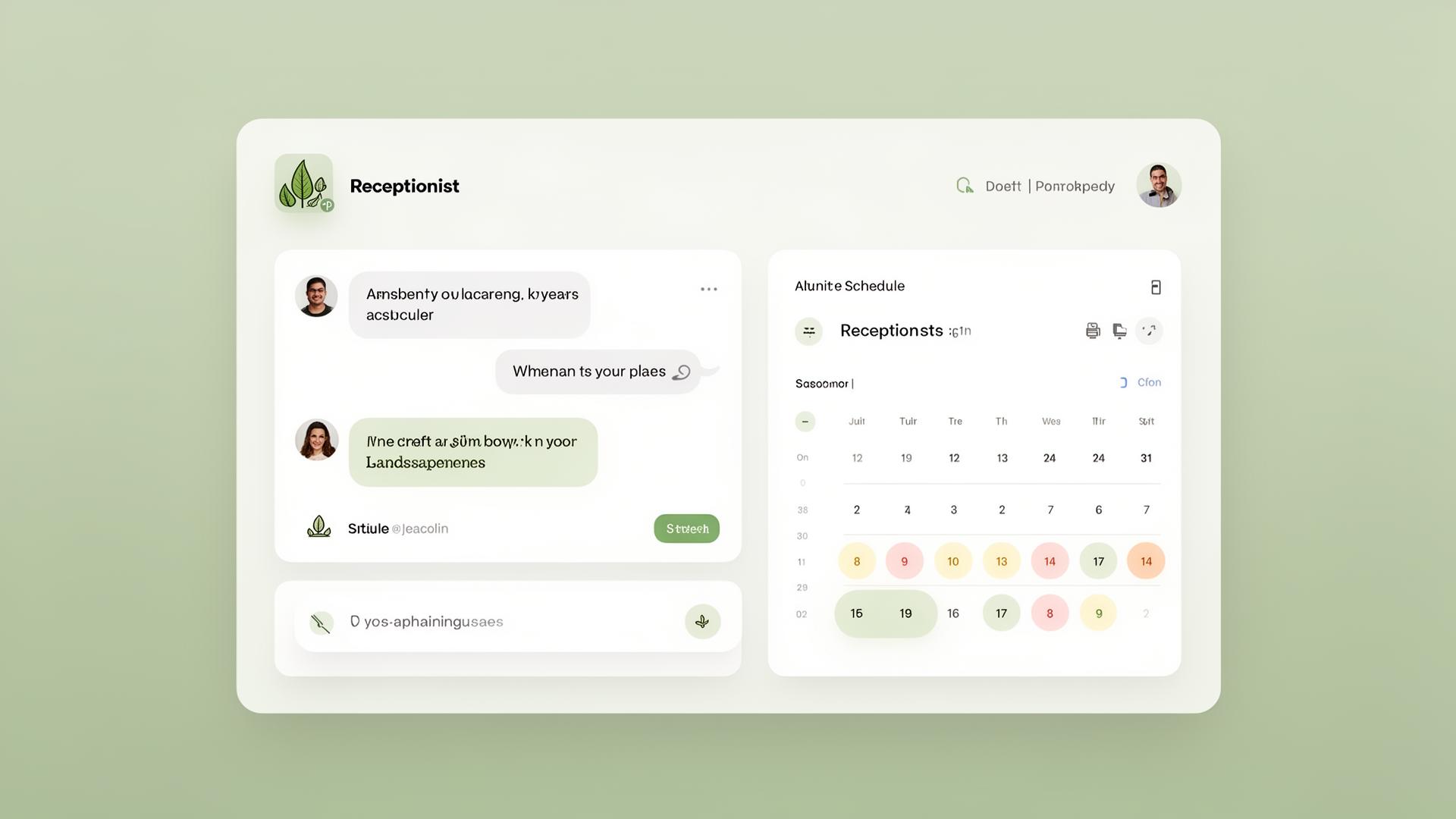 Receptionist dashboard with chat and schedule